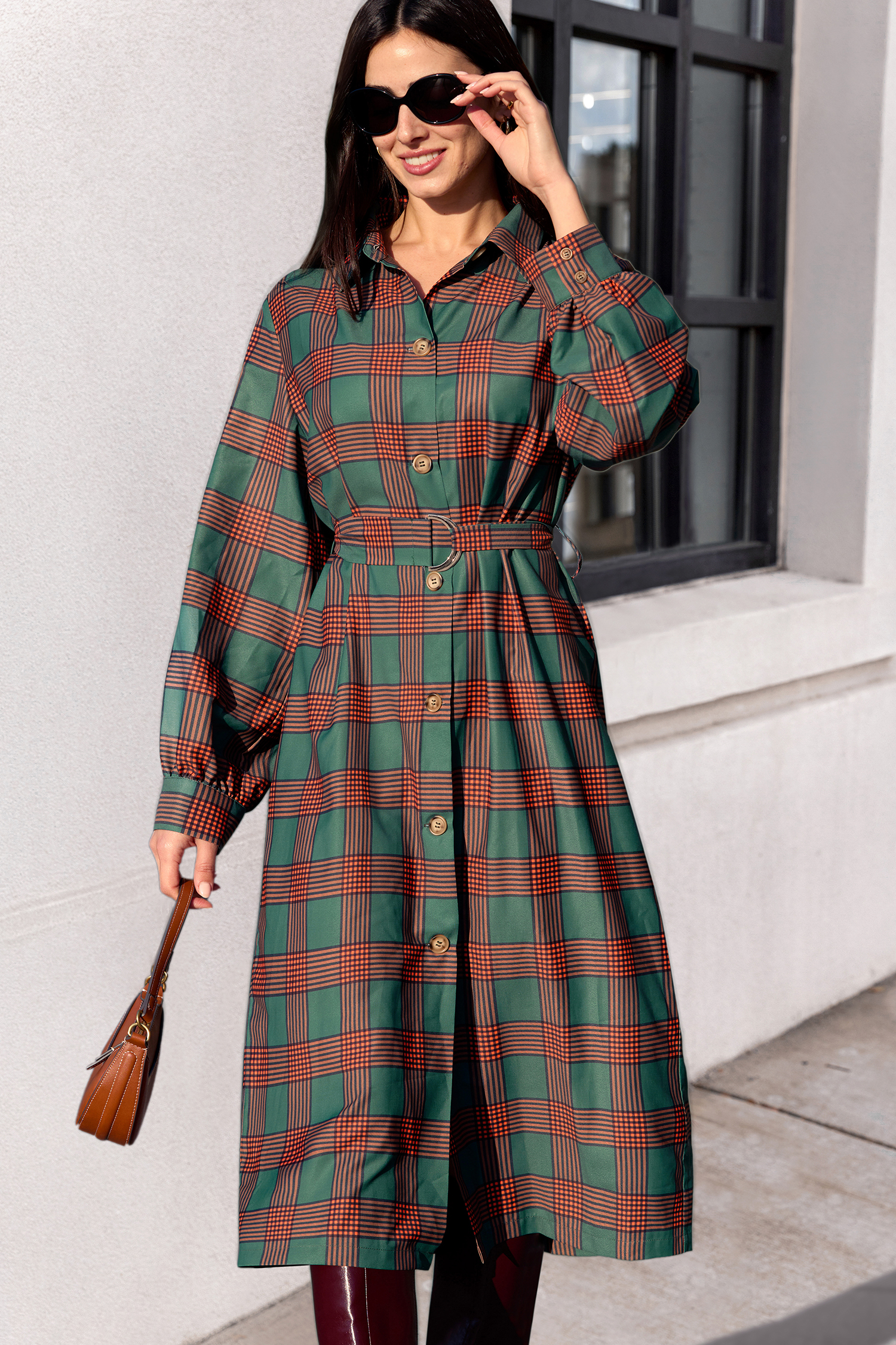 Color Plaid Half Sleeve Jacket